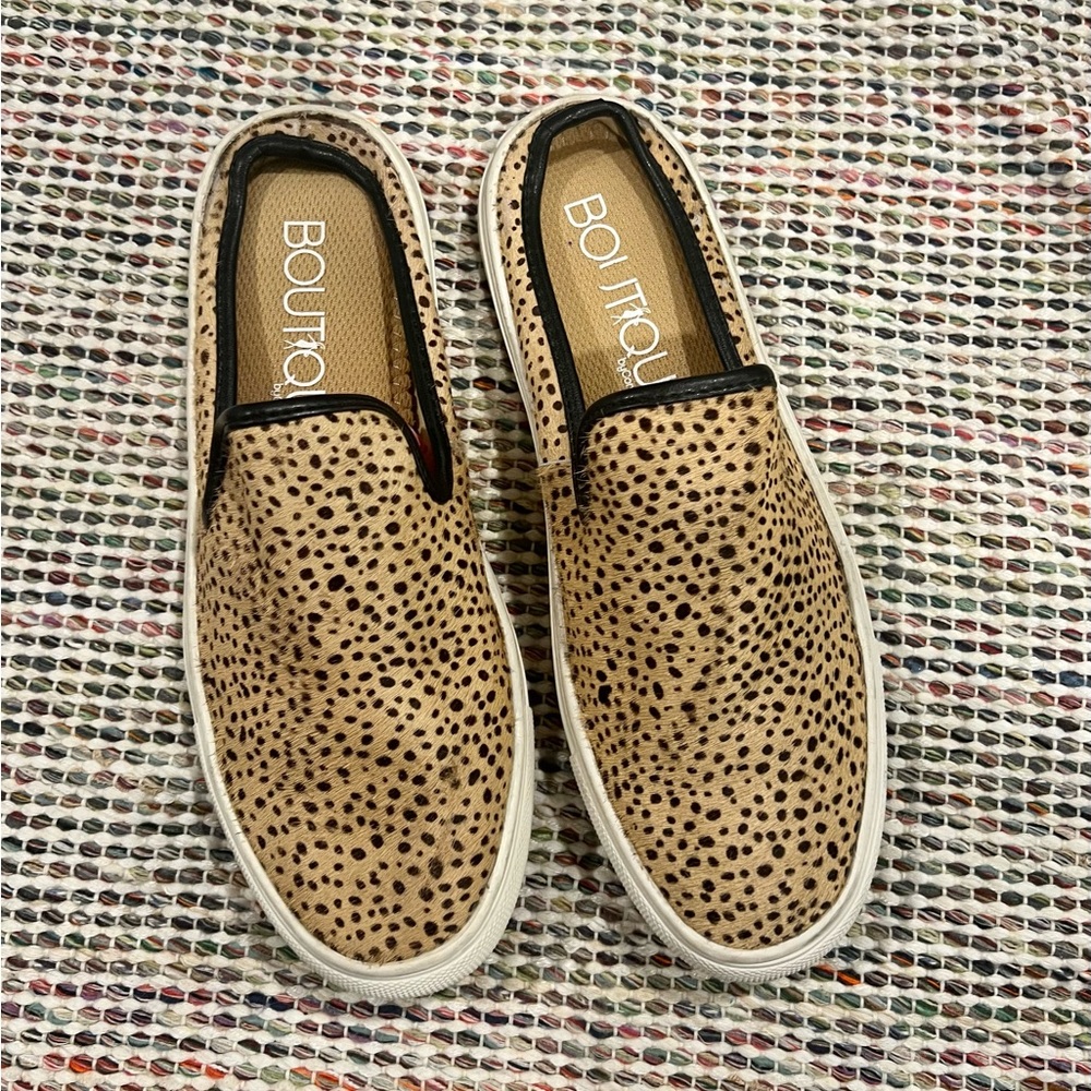 Boutique By Corkys Abbott‎ Cheetah Leopard Hair Leather Upper Slip On Sneakers 7